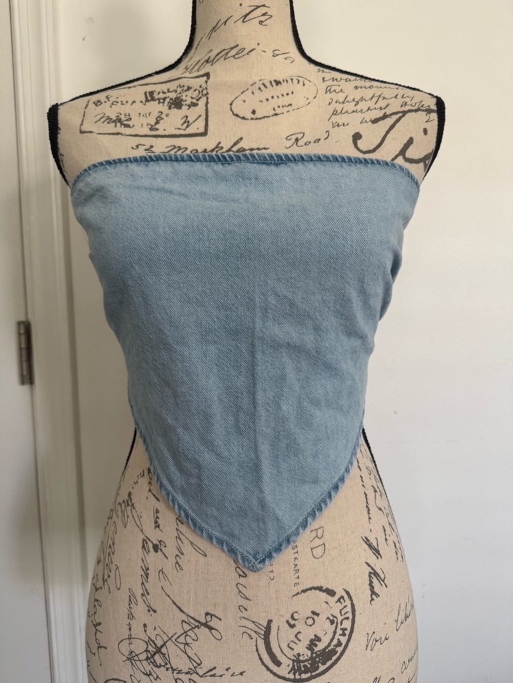 Light Blue Denim Triangle Bandana Top
